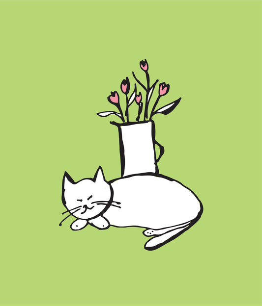 Grump Cat with Tulips
